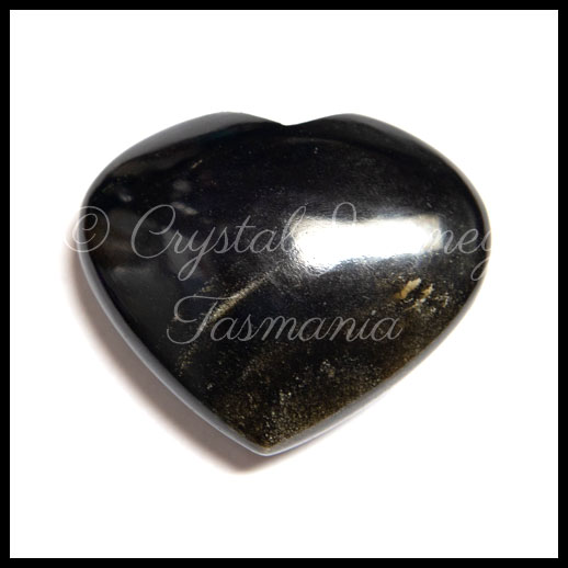 Gold Sheen Obsidian Carved Crystal Heart
