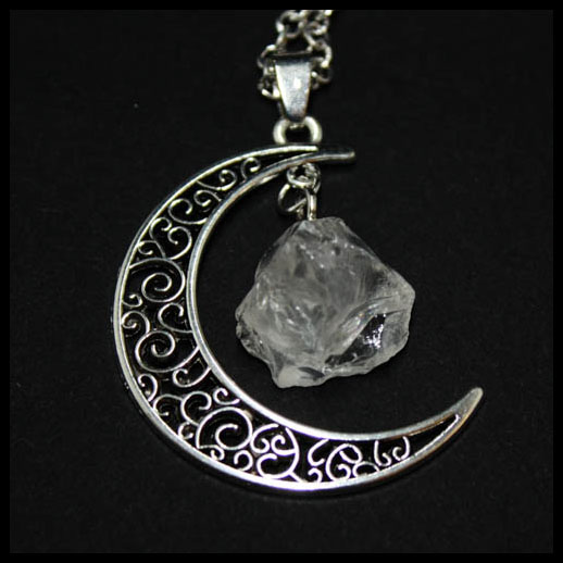 Clear Quartz Crescent Moon Pendant/Necklace