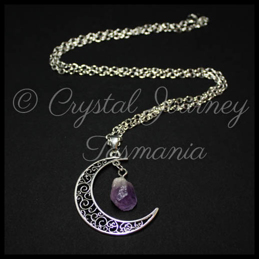 Amethyst Crescent Moon Pendant/Necklace