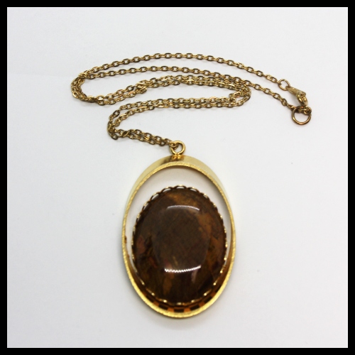 Petrified Wood Crystal Pendant w/chain