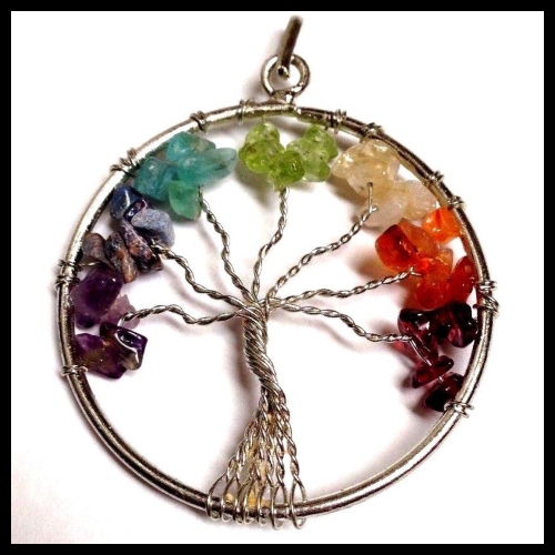 Tree Of Life Crystal Chip Chakra Pendant