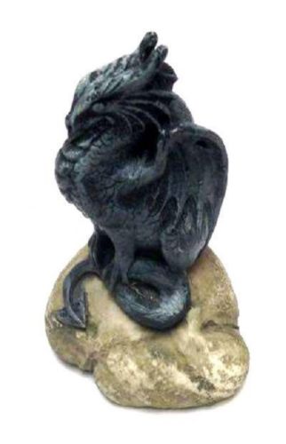 Grey Dragon On Rock Resin Ornament Statue