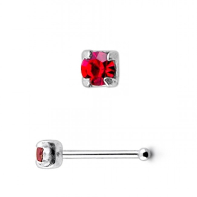 Ruby Rhinestone Nose Stud/Pin Ball End