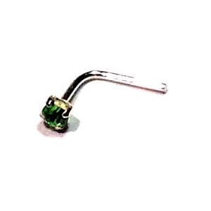 Peridot Rhinestone Nose Stud/Pin L Bar