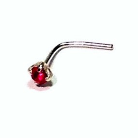 Ruby Rhinestone Nose Stud/Pin L Bar