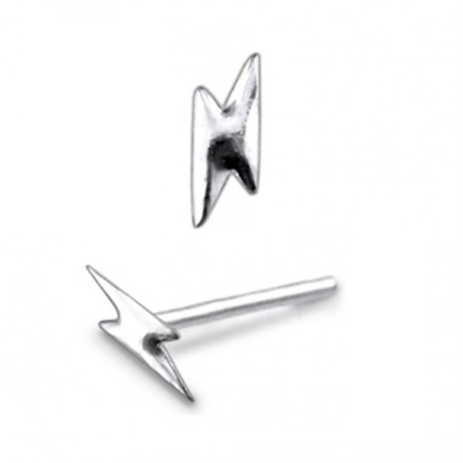 Lightning Bolt Silver Nose Studs/Pins L Bar