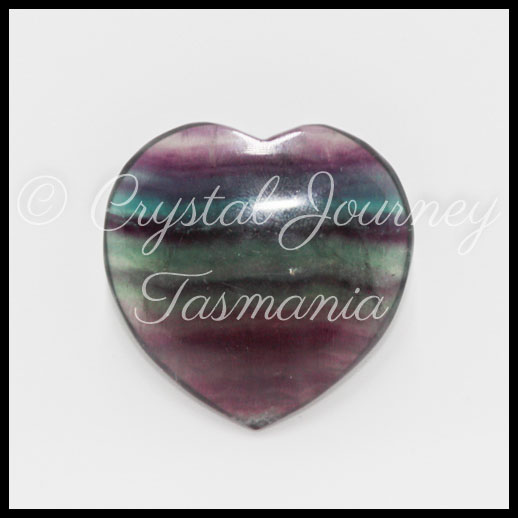 Rainbow Fluorite Carved Crystal Heart - 4cm