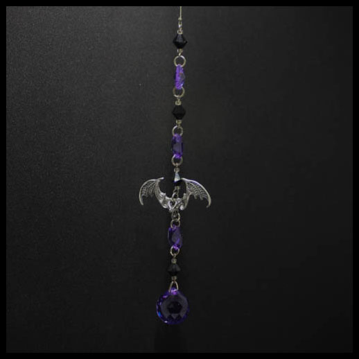 Pewter Bat Gothic Style Crystal Suncatcher