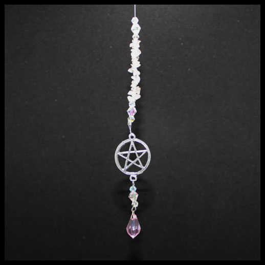 Rose Quartz Pentacle Suncatcher