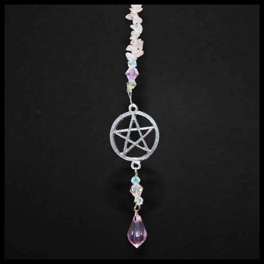 Rose Quartz Pentacle Suncatcher