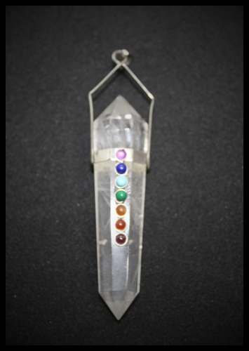 Clear Quartz Vogel Style Chakra Pendant