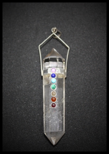 Clear Quartz Vogel Style Chakra Pendant