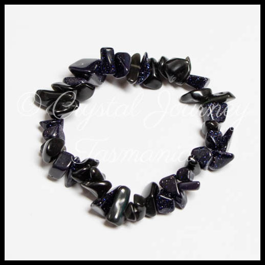 Blue Goldstone Crystal Chip Bracelet