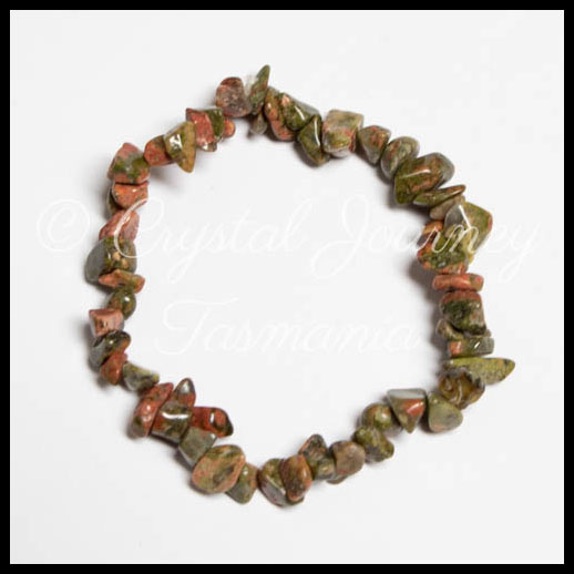 Unakite Crystal Chip Bracelet