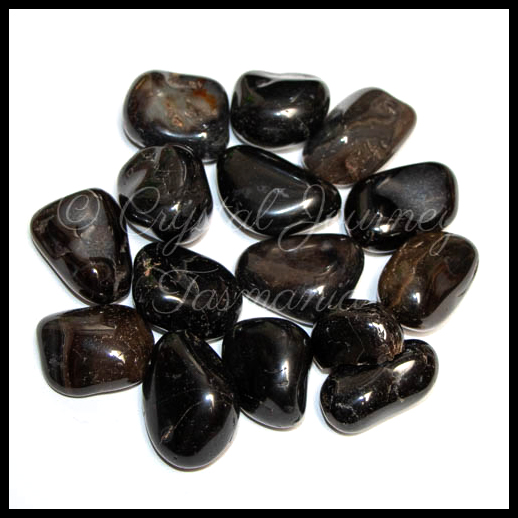 Black Agate Crystal Tumbled Stones